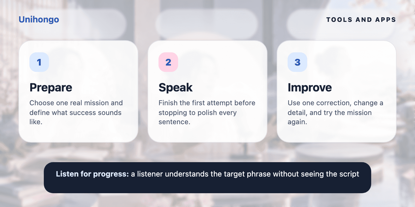 Three-stage visual practice journey for learners who want to make Japanese timing and sounds easier to understand