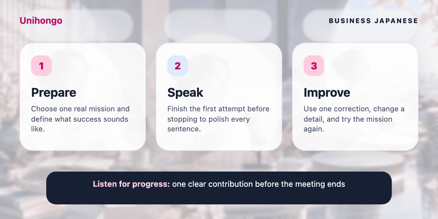 Three-stage visual practice journey for learners who want to enter, contribute, clarify, and summarize in a group discussion