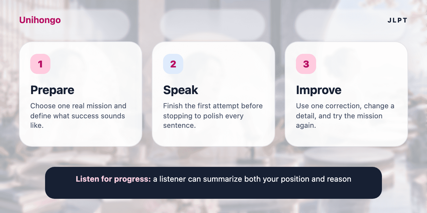 Three-stage visual practice journey for learners who want to explain nuanced ideas while managing register