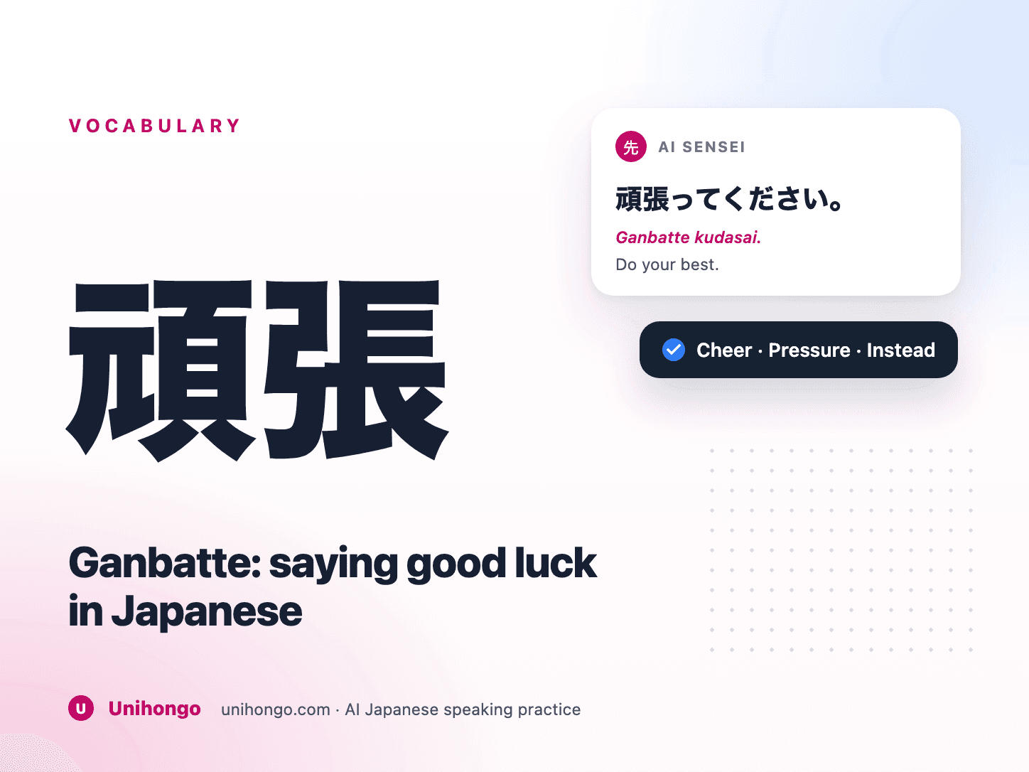 一張手寫的 ganbatte 便條釘在書桌旁邊