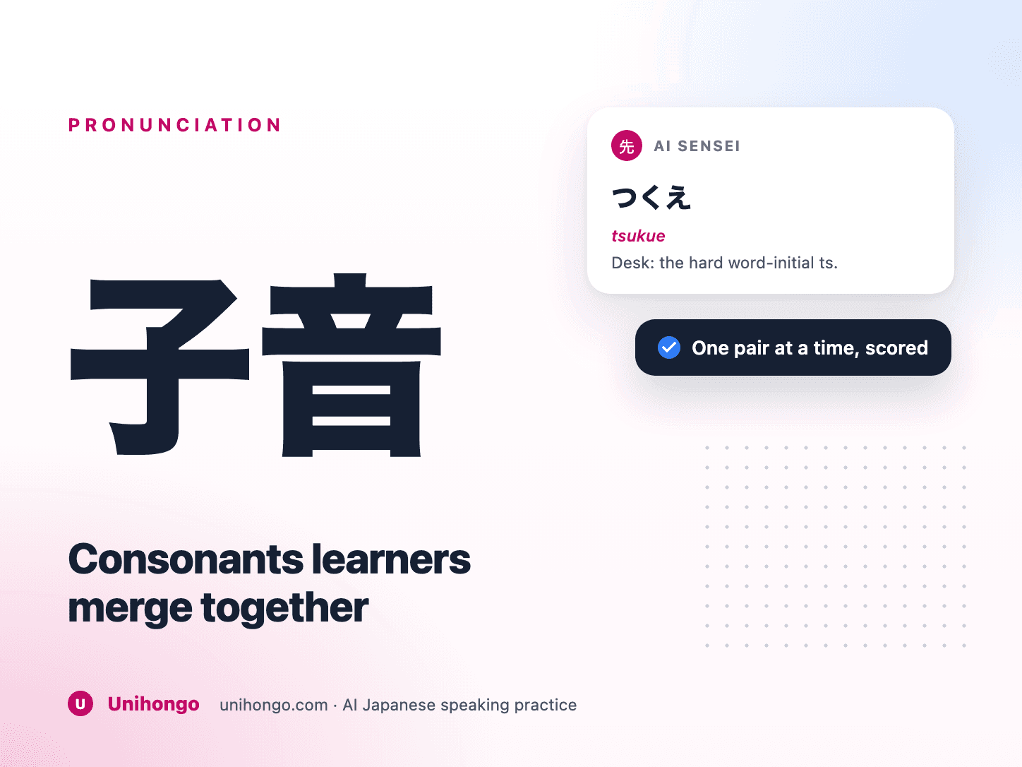 Similar Japanese consonants shown as contrasting pairs