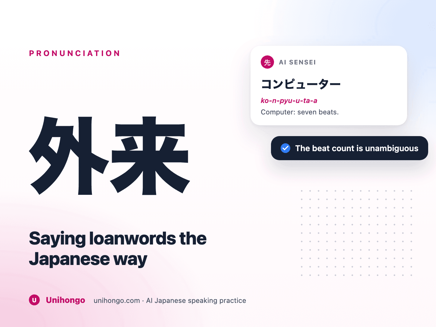 An English word being reshaped into Japanese beats