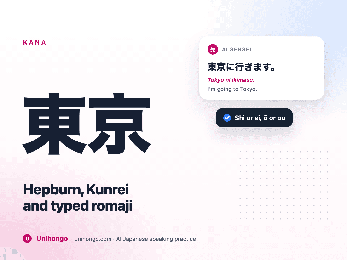 Slovo Tokio napsané v několika romaji
