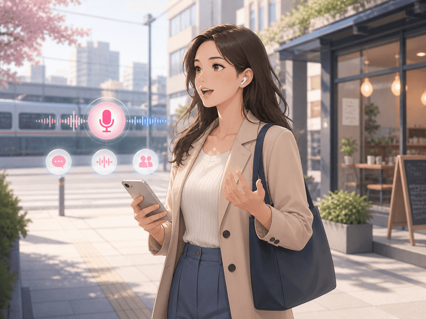 Japanese learner practicing with AI voice coaching in Japan